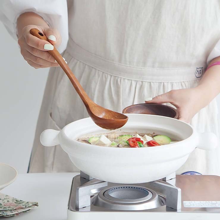 韩国代购进口厨房家用汤勺盛汤长柄木勺不粘锅专用木质勺子盛粥勺