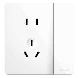 德力西带开关插座一开五孔暗装86型1位单开双控多5孔厨房专用面板