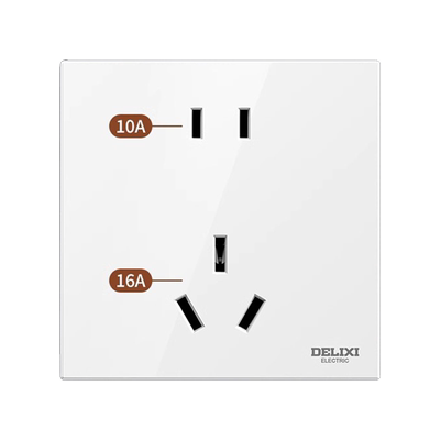 德力西大功率五孔16A插座斜6孔