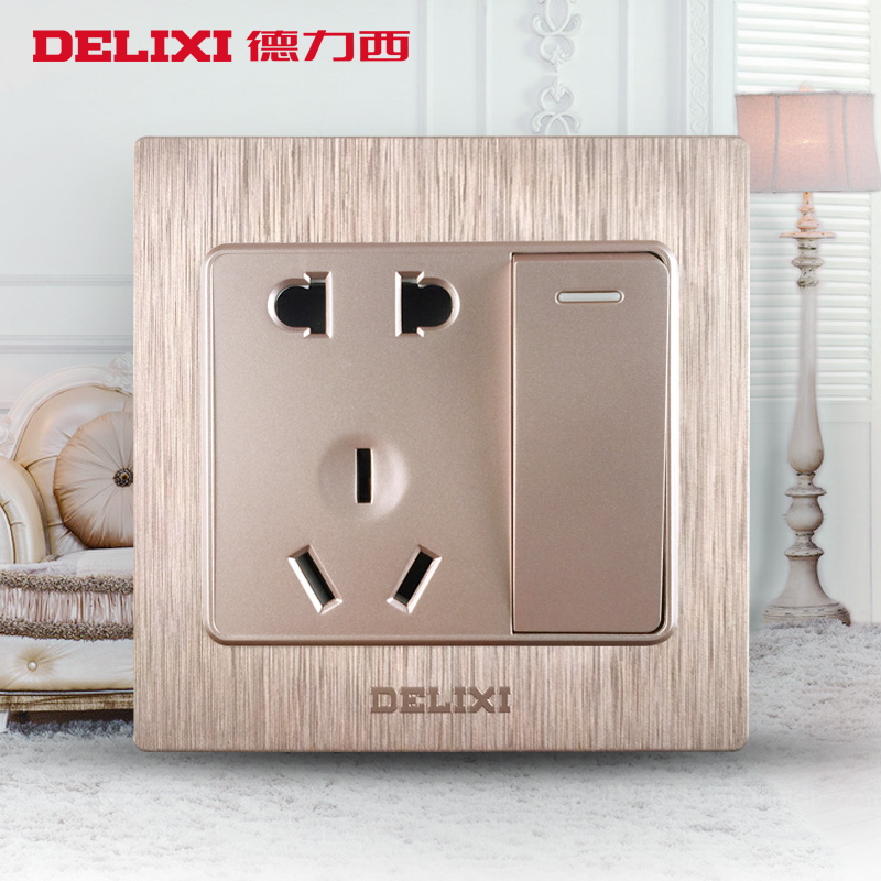 德力西官方带开关插座香槟紫金一开五孔电源面板单开5孔双控暗装|msdalam kategori elektronik/Electrician, Tukar, suis kawalan Dual - dari Buy2taobao.com untuk memberikan perkhidmatan ejen Taobao profesional membeli