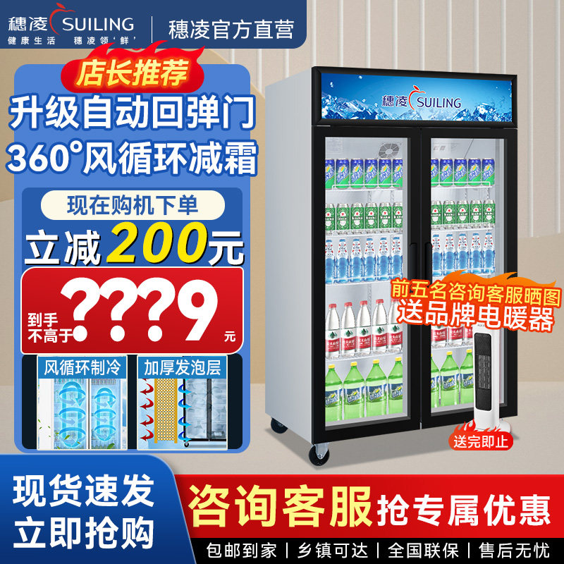 穗凌冰柜双门饮料冷藏展示柜冷柜冰箱保鲜柜立式展示柜冷藏商用
