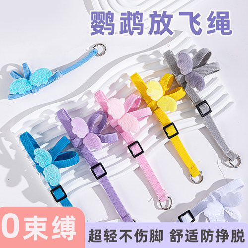 鹦鹉放飞绳不伤脚超轻训练绳虎皮玄凤八哥脚环脚链脖套遛鸟飞行绳