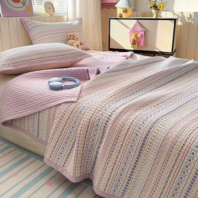 2026新款双面全棉床盖三件套夹棉床罩里外纯棉榻榻米软垫子棉床单