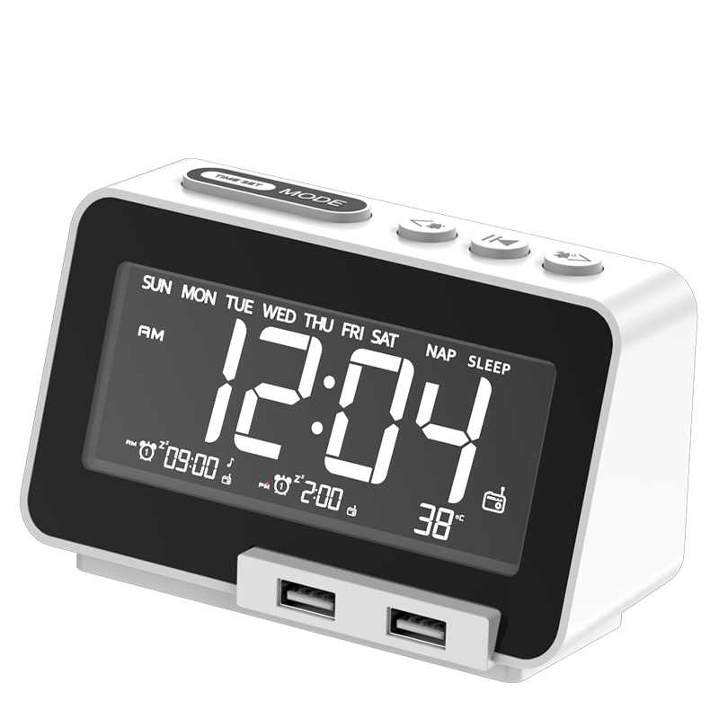 MOZUO K5 新款卧室多功能收音机音乐闹钟时钟蓝牙音箱对外充电器