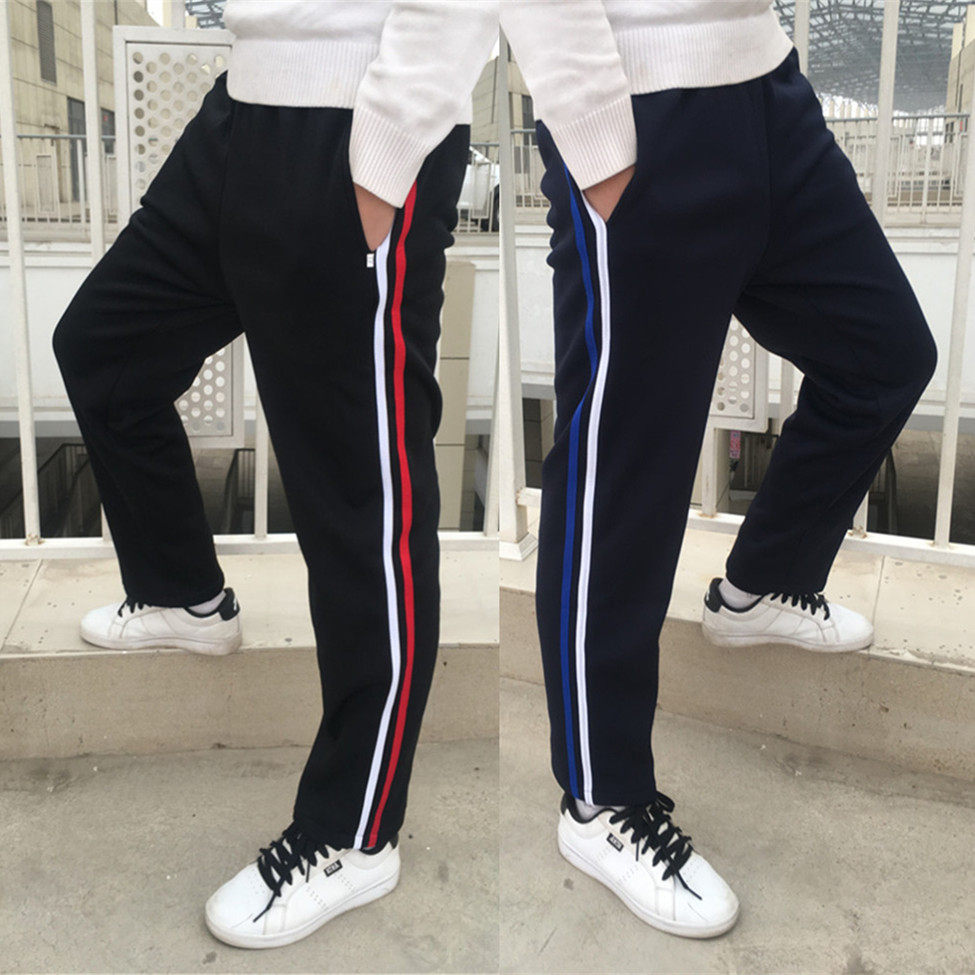 包邮儿童校服裤红白杠蓝白杠男女童裤子直筒初高中学生运动裤春夏