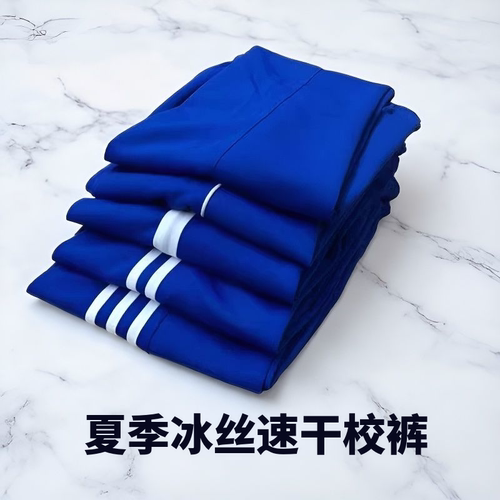 宝蓝冰丝速干一道杠校服裤