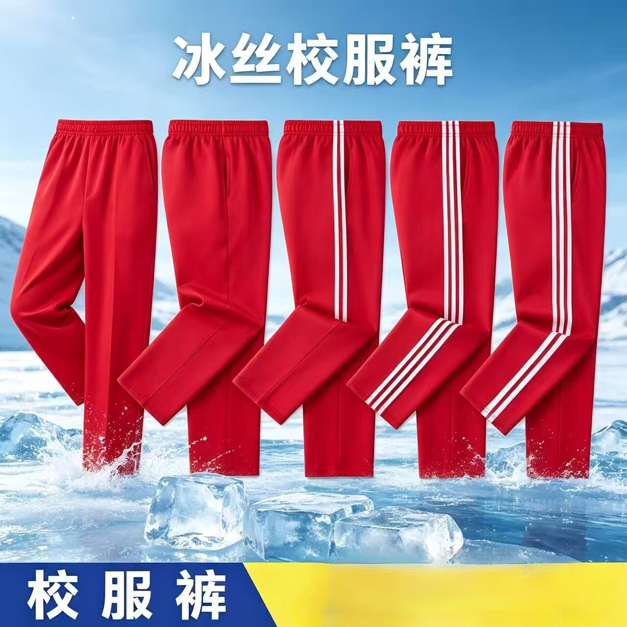 夏季冰丝速干高弹直筒校服裤