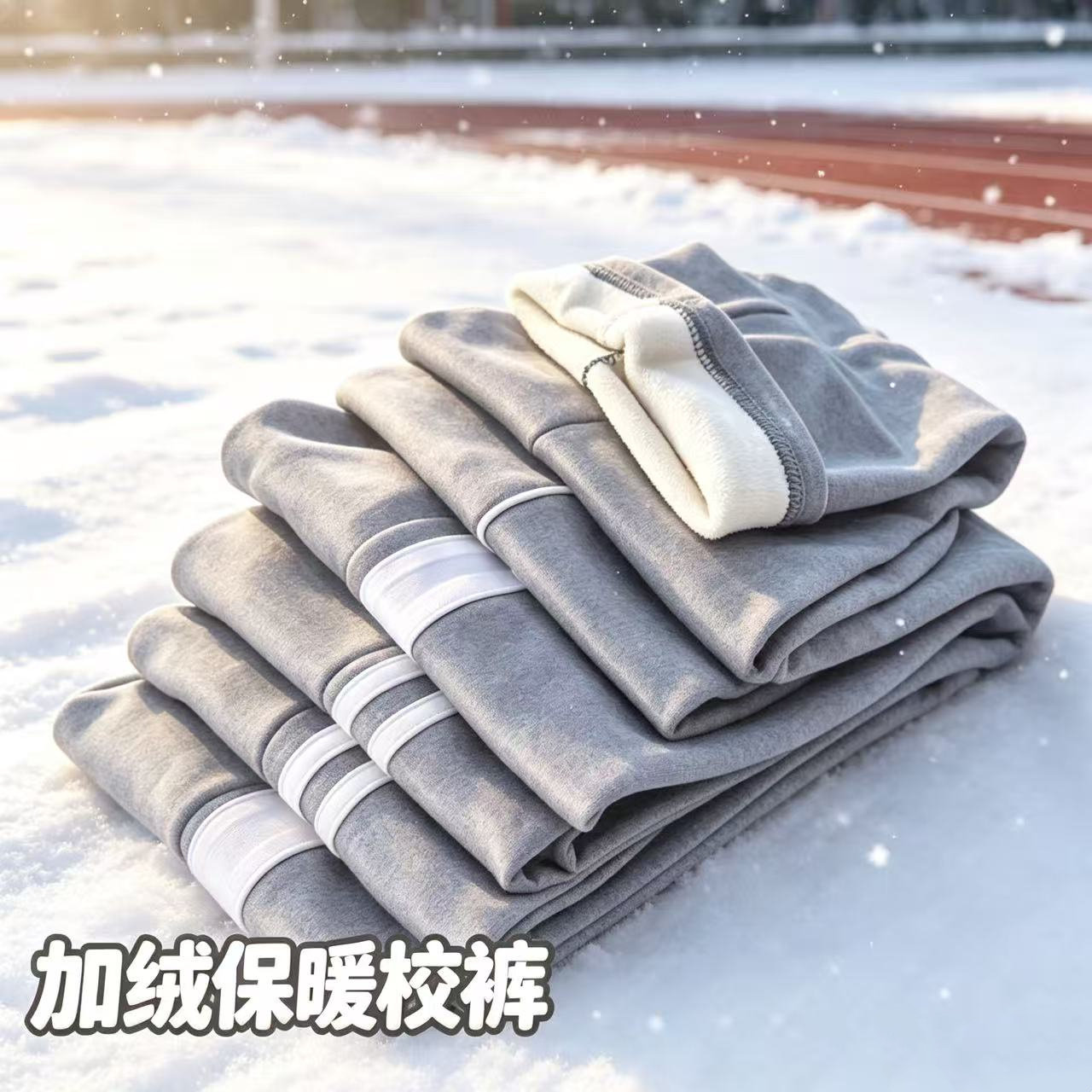 秋冬加绒保暖高腰儿童校裤