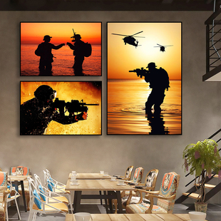 特种兵装饰画军人军事狙击手挂画部队军旅枪战真人cs射击馆壁画