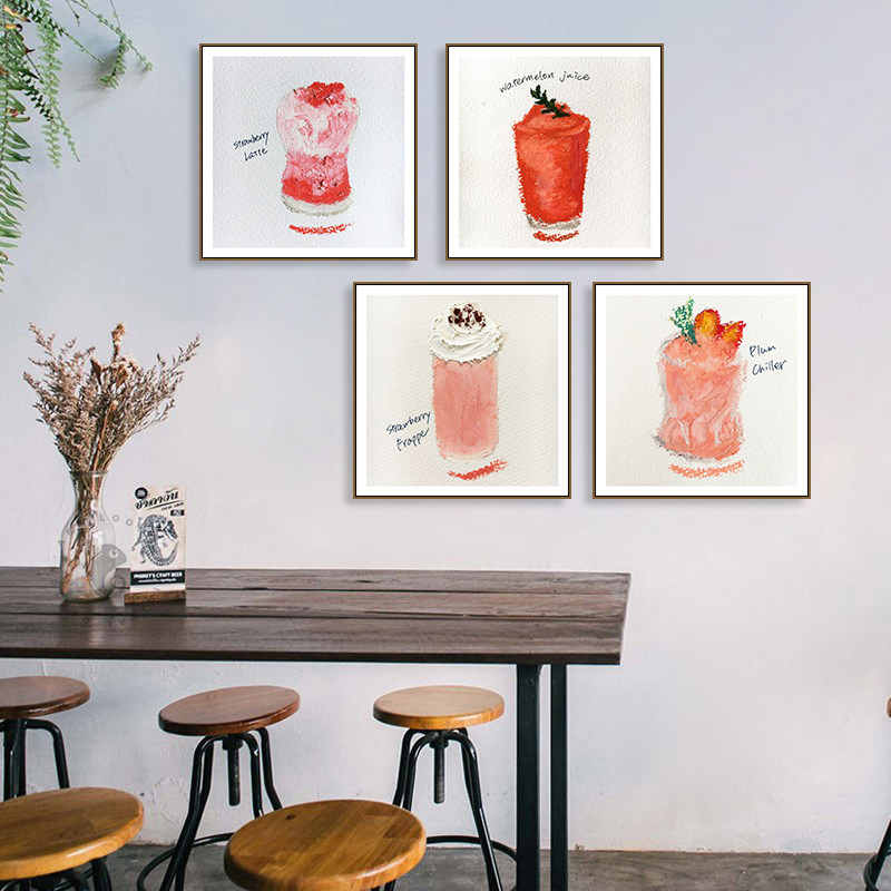 网红奶茶店装饰画果汁苏打汽水咖啡馆甜点店挂画冷饮店冰室壁画