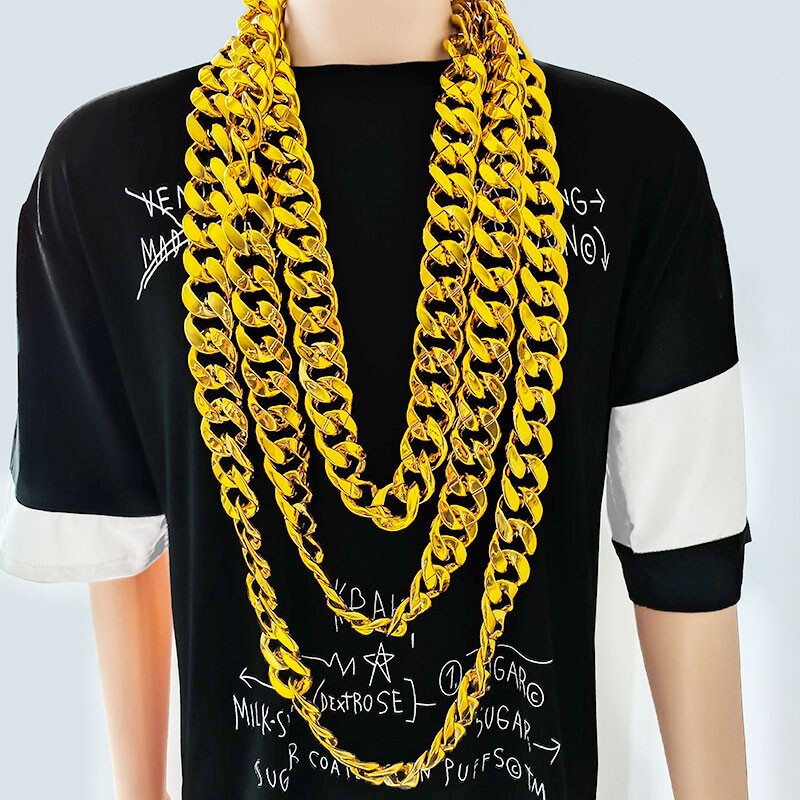 빅 골드 체인 인터넷 연예인 힙합 부자 슈퍼 두꺼운 금 목걸이 가짜 금 플라스틱 시뮬레이션 라이브 방송 소품 사회 사람들