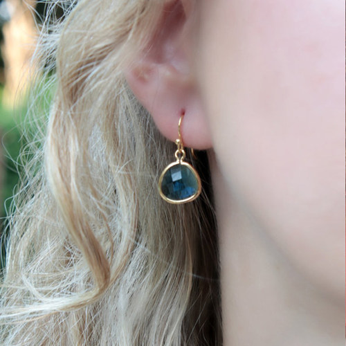 海蓝耳环九月诞生石圆脸显瘦