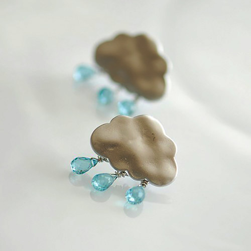 天气云朵雨滴夏季小清新风耳钉