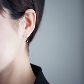 定制石榴石刻面水滴耳环女14K金红色宝石2020年新款 小众设计耳饰