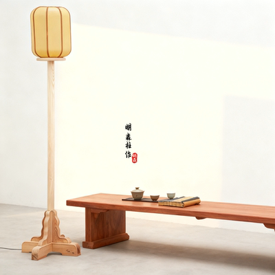 2025新款实木白蜡木落地灯新中式客厅卧室书房茶室宋氏美学落地灯