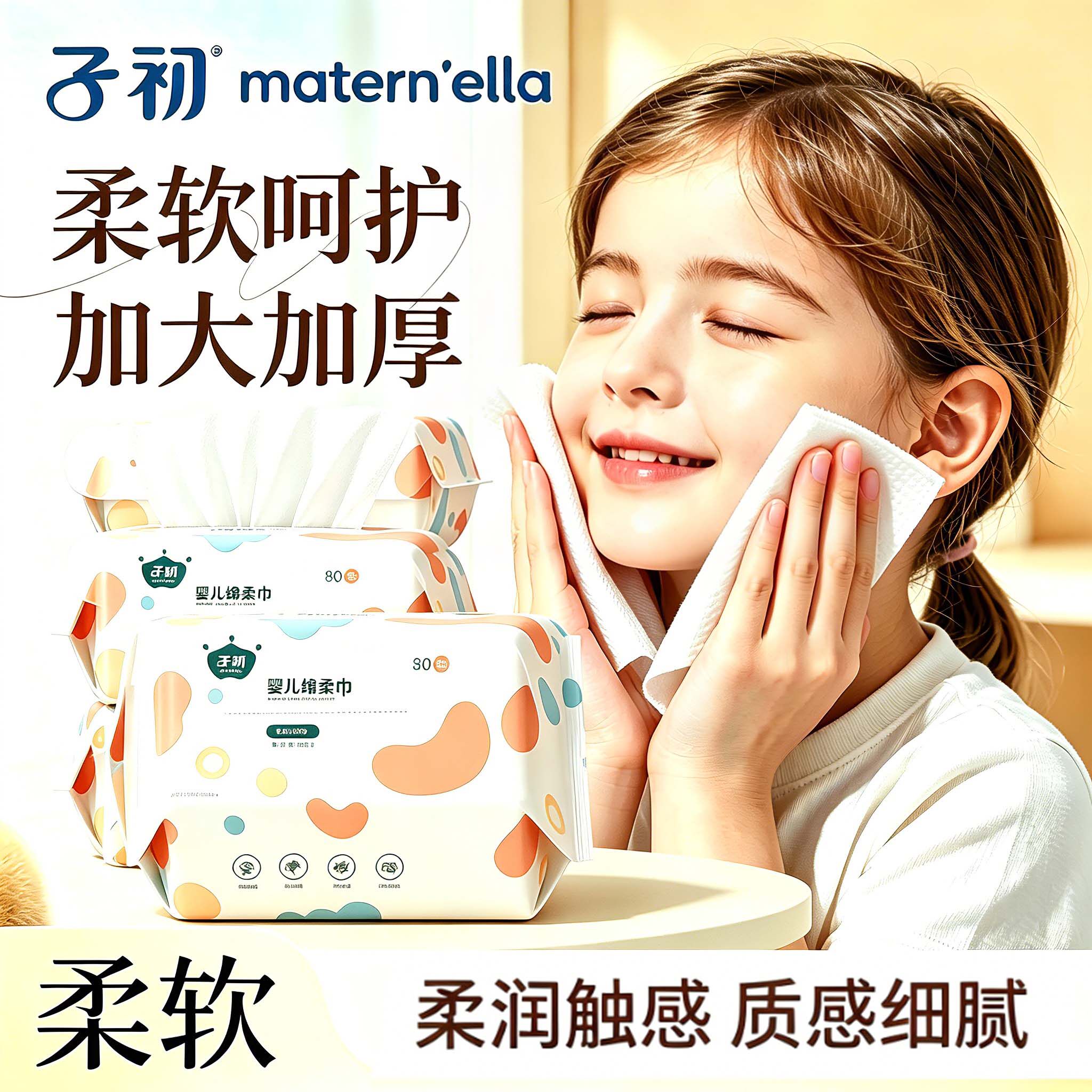子初绵柔巾婴儿干湿两用新生儿宝宝专用洁面洗脸巾手口干巾柔湿巾