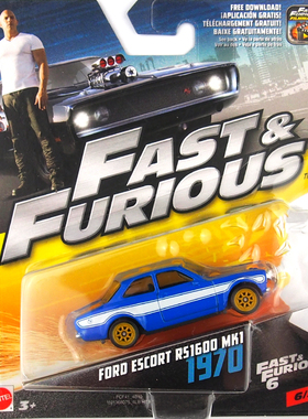 美泰速度与激情8合金小车模型玩具金属轿车福特ESCORT RS1600 MK1