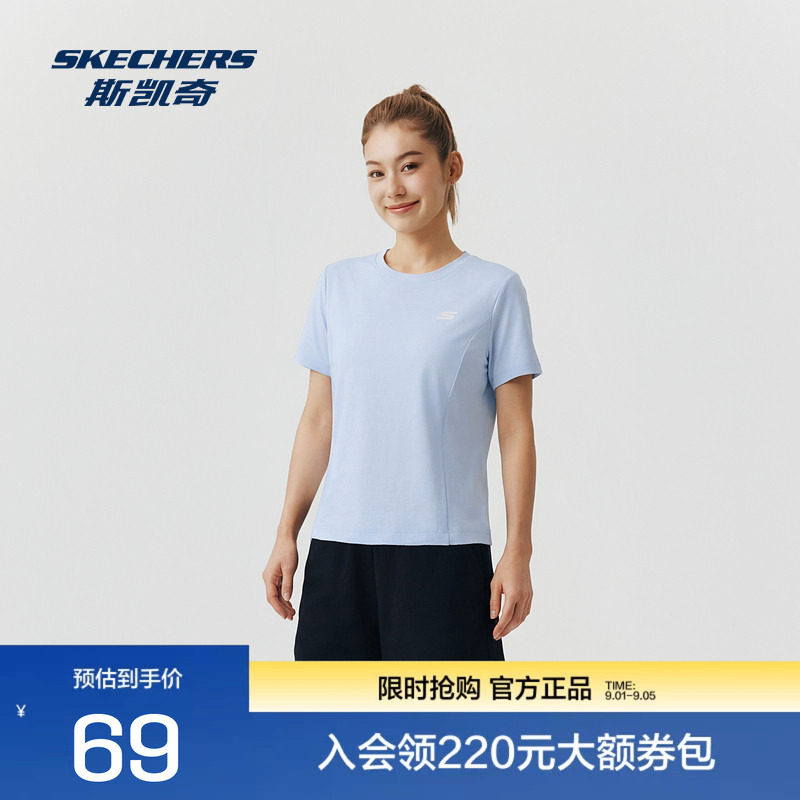 斯凯奇女士短袖T恤舒适简约百搭图片