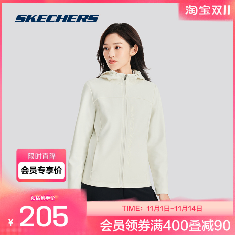 【下拉享淘金币】斯凯奇2025女连帽针织外套加绒触感细腻舒适百搭