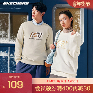 斯凯奇运动长袖男女款情侣款打底衫简约蓄热保暖加厚宽松加绒卫衣