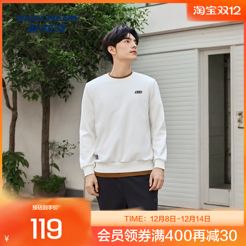 Skechers斯凯奇2025年秋季新品男士常规版型针织套头卫衣