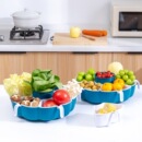 新款 旋转沥水篮洗菜水果双层旋转火锅拼盘分格美观桌面其他收纳盒