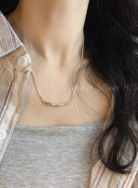 S925纯银蛇骨链不规则项链