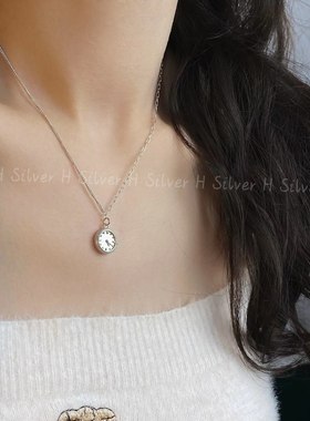 s925银女520时钟锁骨链表白神器