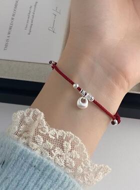 s925纯银银坨坨红绳手链