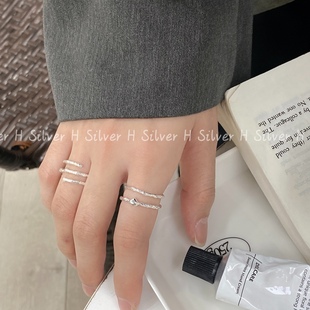 欢遇/甜食系列爱心形糖纸S925银戒指多层桃心情侣对戒开口戒首饰