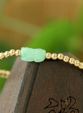 14K镀金天然翡翠貔貅闺蜜款手串