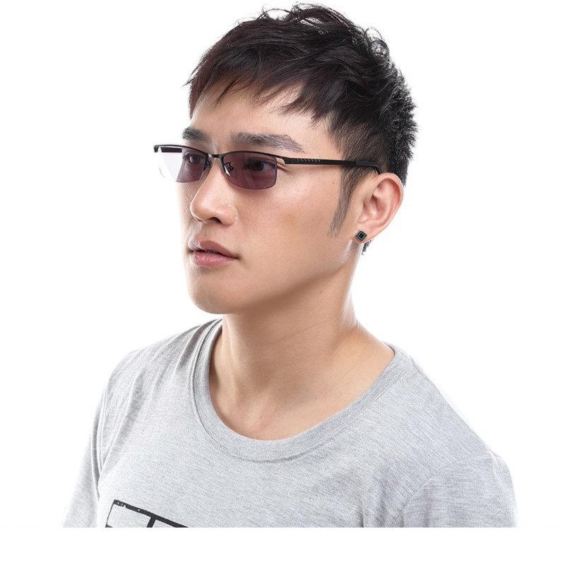 变色眼镜男款半框近视
