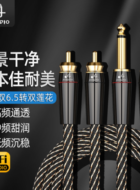 进口佳耐美6.5转rca音频线发烧纯铜双6.5转双莲花调音台音响线
