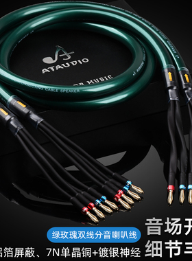 发烧级喇叭线2分4单晶铜HiFi双线分音香蕉头主音箱喇叭线
