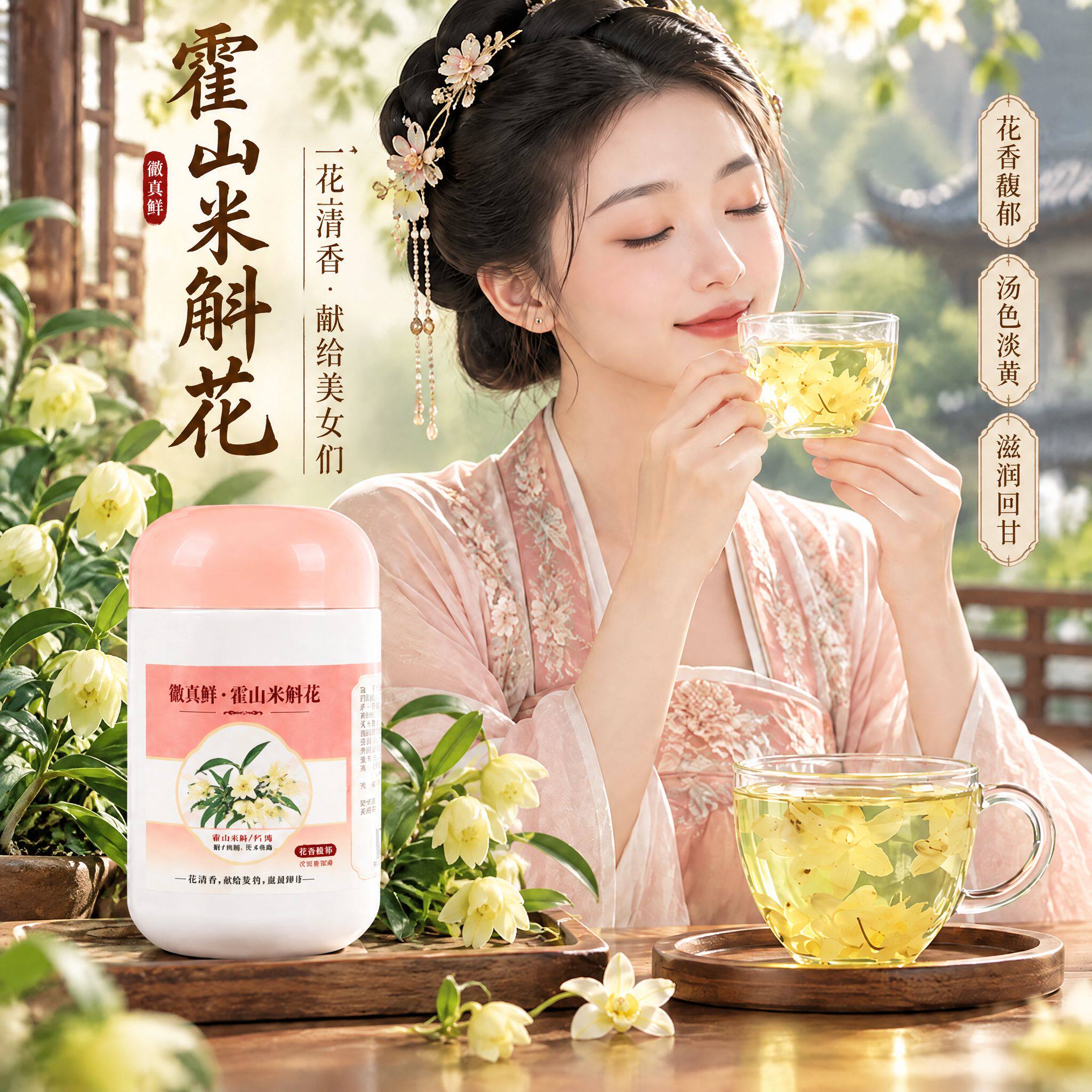 徽真斛米斛花霍山石斛花茶花香馥郁非铁皮枫斗女士爱美丽优雅迷人