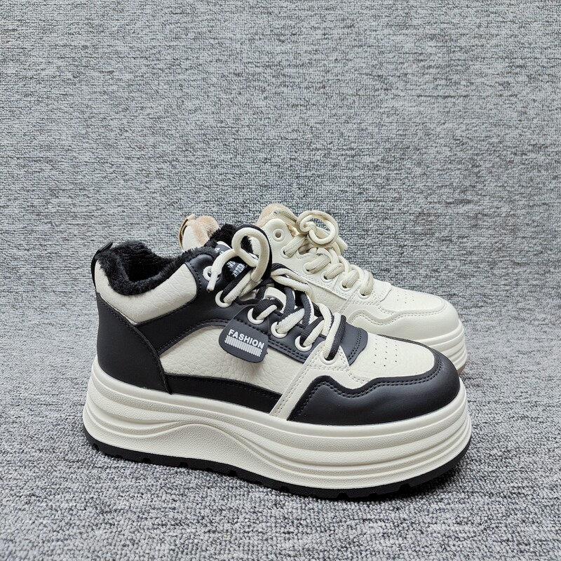 25新款厚底高帮板鞋女棉鞋冬季