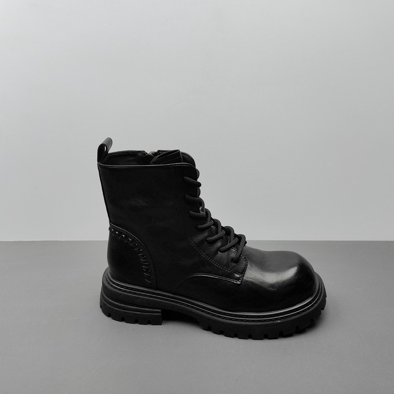 尾货工厂断码处理女鞋交叉绑带平跟马丁靴圆头工装短靴侧拉链37码,女鞋,马丁靴,淘宝优惠券,粉丝福利购,淘宝优惠卷