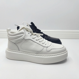 撤柜新款男鞋23断码真皮单鞋小白厚底高帮板鞋减龄头层牛皮休闲鞋