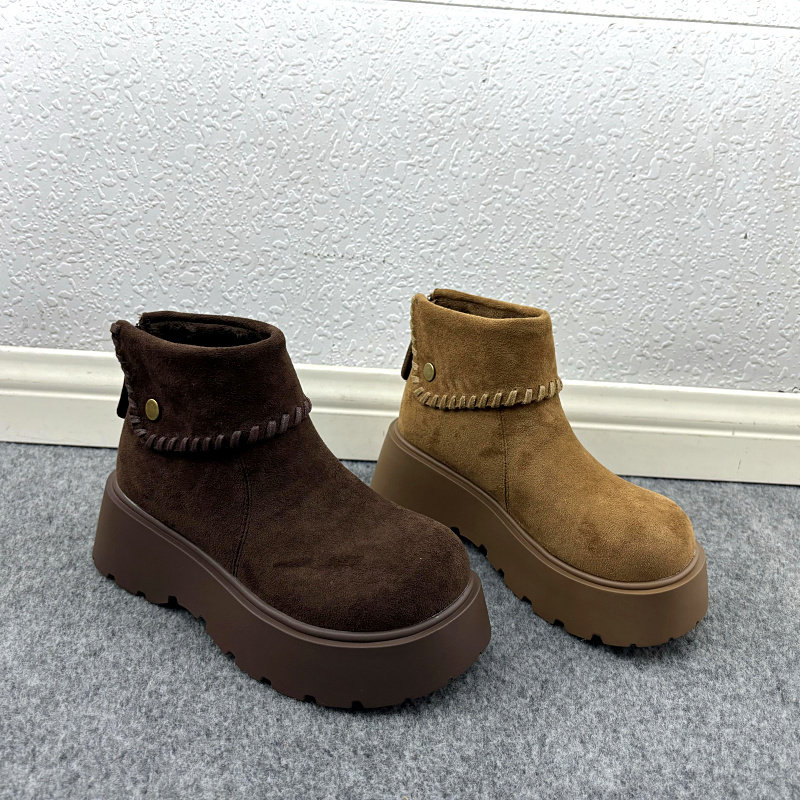 25尾货工厂断码处理女鞋短筒仿磨砂皮增高厚底加棉秋冬百搭棉靴,女鞋,马丁靴,淘宝优惠券,粉丝福利购,淘宝优惠卷