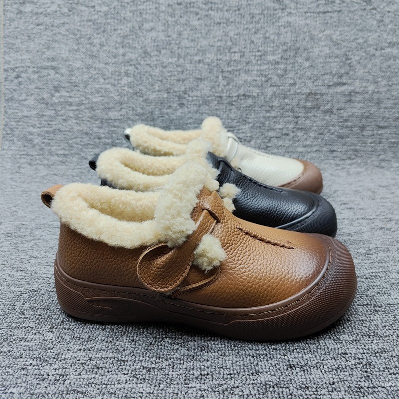 25秋冬季真皮乐福鞋女鞋复古牛皮软底防滑保暖加厚羊毛口妈妈棉鞋,女鞋,乐福鞋（豆豆鞋）,淘宝优惠券,粉丝福利购,淘宝优惠卷