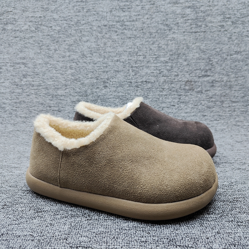真皮乐福鞋女鞋保暖加绒断码棉鞋