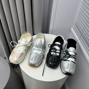 女单鞋 清仓春夏季 软底防滑舒适休闲真皮芭蕾风平底运动 断码 25新款