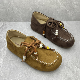 新款 增高厚底气质百搭休闲单鞋 尾货断码 女鞋 复古森系乐福鞋 26春季