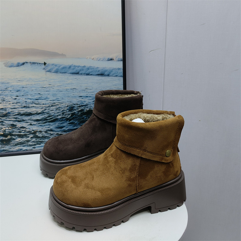 25冬季尾货处理新款短筒复古保暖加绒女棉靴粗跟增高厚底雪地靴,女鞋,时尚雪地靴,淘宝优惠券,粉丝福利购,淘宝优惠卷