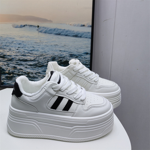 女休闲洋气百搭学生厚底增高鞋 皮面松糕鞋 小个子时尚 25秋冬新款