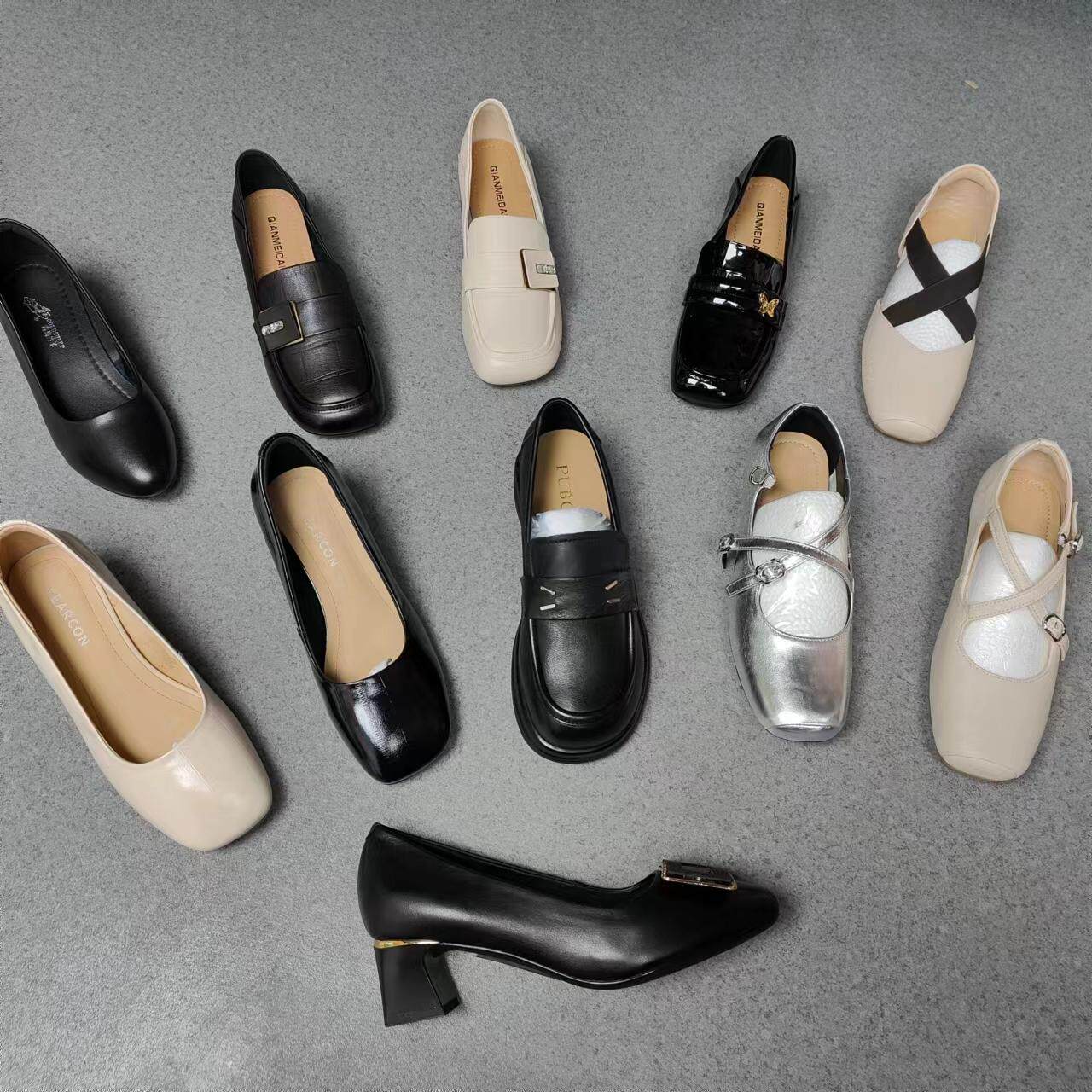 福利新款春真皮牛皮乐福鞋气质职业一脚蹬玛丽珍瓢鞋工作鞋女单鞋