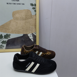 休闲轻便防滑 系带休闲百搭学院风仿磨砂皮女单鞋 25新款 尾货女鞋