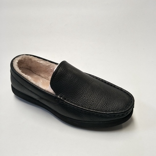 套脚真皮保暖加绒平跟休闲男棉鞋 工厂店外贸撤柜2023新款 商务男鞋