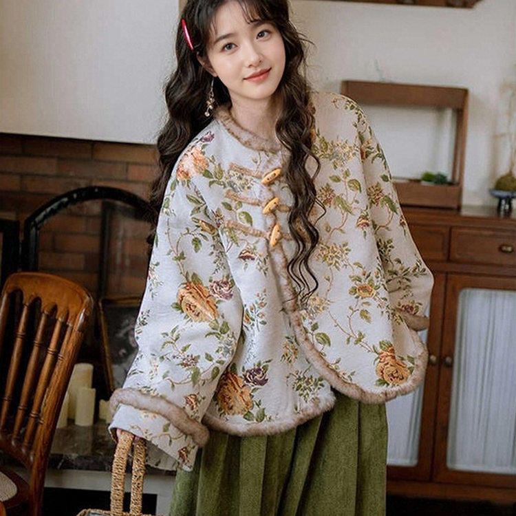 秋冬新中式提花加绒改良旗袍