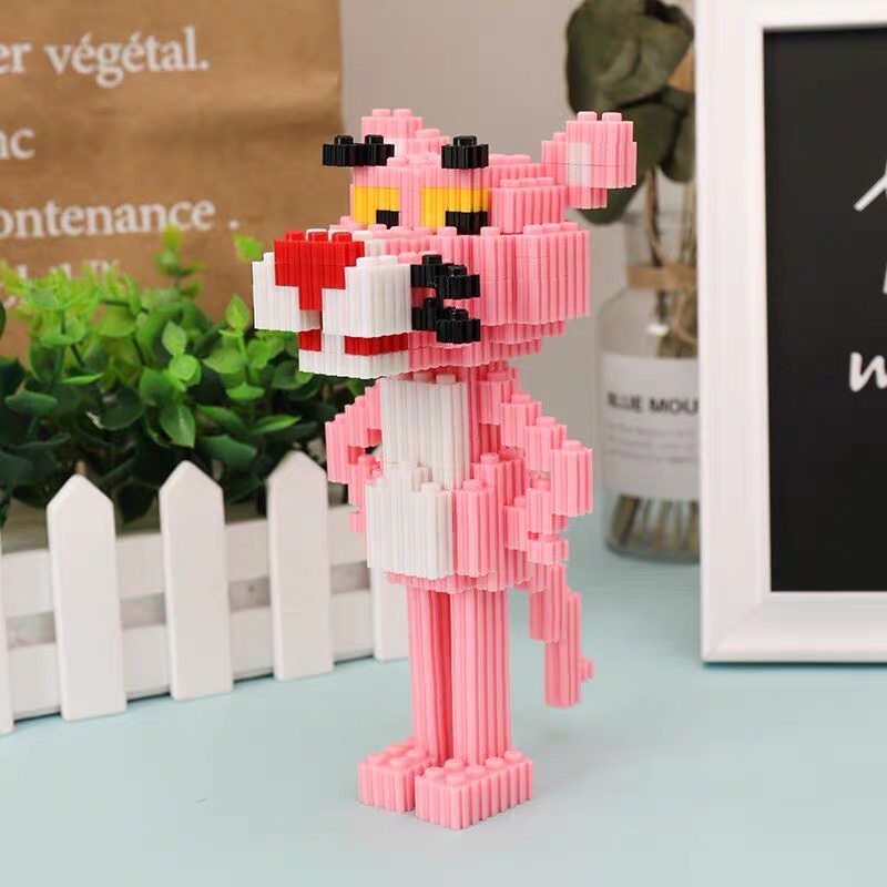 兼容乐高微型迷你拼插小颗粒益智积木粉红豹儿童玩具钻石成人拼图